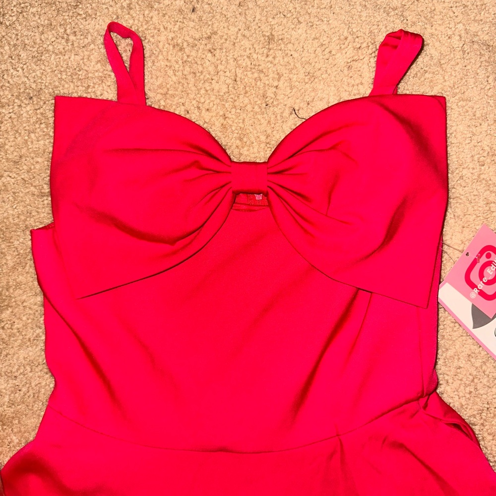 Rare Editions Girls Dress Size 12 Sleeveless Hot Pink with Bow New With Tags